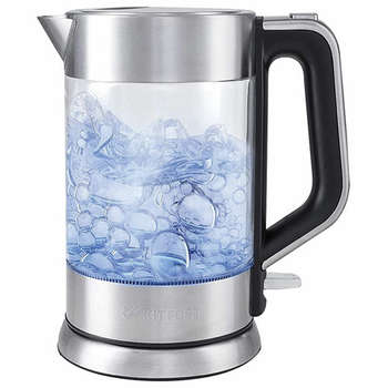 Чайник/Термопот KITFORT Чайник КТ-617, 1,5 л, 2200 Вт, закрытый нагревательный элемент, стекло, серебристый, KT-617