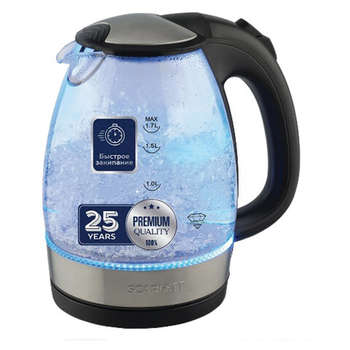 Чайник/Термопот SCARLETT Чайник SC-EK27G91, 1,7 л, 2200 Вт, закрытый нагревательный элемент, стекло, черный