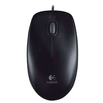 Мышь Logitech проводная B100, USB, 2 кнопки + 1 колесо-кнопка, оптическая, черная, 910-003357