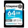 Карта памяти Kingston SDXC 64GB Canvas Go Plus, UHS-I U3, 170 Мб/с , SDG3/64GB