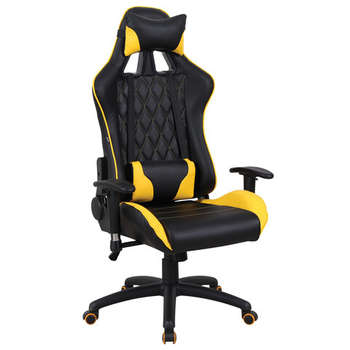 Игровое кресло BRABIX Кресло компьютерное "GT Master GM-110", две подушки, экокожа, черное/желтое, 531927