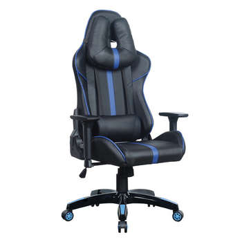 Игровое кресло BRABIX Кресло компьютерное "GT Carbon GM-120", две подушки, экокожа, черное/синее, 531930