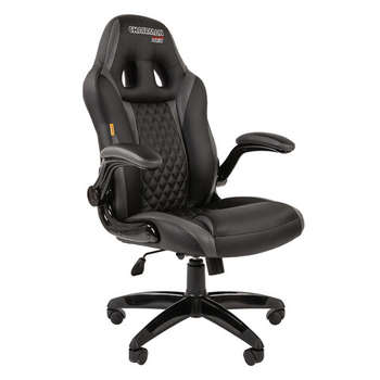 Игровое кресло CHAIRMAN Кресло компьютерное СН GAME 15, экокожа, черное/серое, 7022780