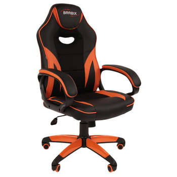 Игровое кресло BRABIX Кресло компьютерное "Accent GM-161", TW/экокожа, черное/оранжевое, 532577, 7083505