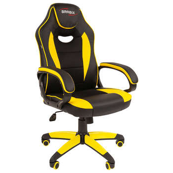 Игровое кресло BRABIX Кресло компьютерное "Blaze GM-162", TW/экокожа, черное/желтое, 532579, 7083507