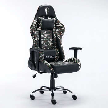 Игровое кресло BRABIX Кресло компьютерное "Military GM-140", две подушки, экокожа, черное с рисунком милитари, 532802