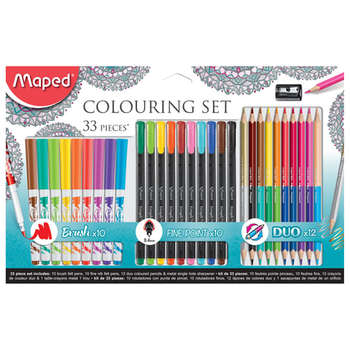 Набор для рисования и моделирования MAPED Набор для творчества "Colouring Set", 10 фломастеров, 10 капиллярных ручек, 12 двусторонних цветных карандашей, точилка, 897417