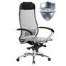 Кресло Метта офисное "SAMURAI" S-1.04, сверхпрочная ткань-сетка, серое