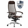 Кресло Метта офисное "SAMURAI" S-1.04, сверхпрочная ткань-сетка, темно-коричневое