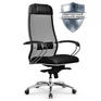 Кресло Метта офисное "SAMURAI" SL-1.04, сверхпрочная ткань-сетка/экокожа, черное