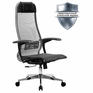 Кресло Метта офисное "К-4-Т" хром, прочная сетка, сиденье и спинка регулируемые, серое