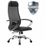 Кресло Метта офисное "К-5.1" хром, ткань-сетка/экокожа, сиденье мягкое, черное