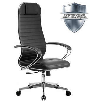 Кресло Метта офисное "К-6" хром, экокожа, сиденье и спинка мягкие, черное