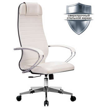 Кресло Метта офисное "К-6" хром, экокожа, сиденье и спинка мягкие, белое