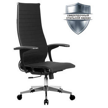 Кресло Метта офисное "К-8.1-Т" хром, экокожа перфорированная, сиденье регулируемое, черное