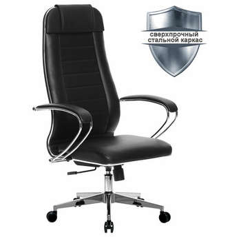 Кресло Метта офисное "К-29" хром, экокожа, сиденье и спинка мягкие, черное