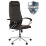 Кресло Метта офисное "К-29" хром, экокожа, сиденье и спинка мягкие, темно-коричневое