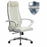 Кресло Метта офисное "К-31" хром, экокожа, сиденье и спинка мягкие, белое