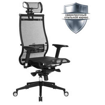 Кресло Метта офисное "SAMURAI" Black Edition, сверхпрочная сетка, регулируемое, черное