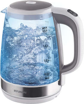 Чайник/Термопот HYUNDAI Чайник электрический HYK-G8880 2л. 2200Вт серый/серебристый корпус: стекло