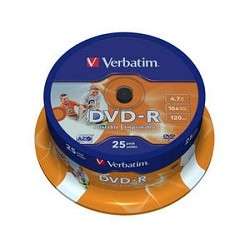 Оптический диск Verbatim Диск DVD-R  4,7Gb 16x Cake Box Printable