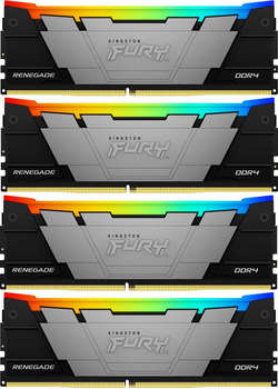 Оперативная память Kingston Память DDR4 4x16GB 3600MHz KF436C16RB12AK4/64 Fury Renegade RGB RTL Gaming PC4-28800 CL16 DIMM 288-pin 1.35В kit dual rank с радиатором Ret