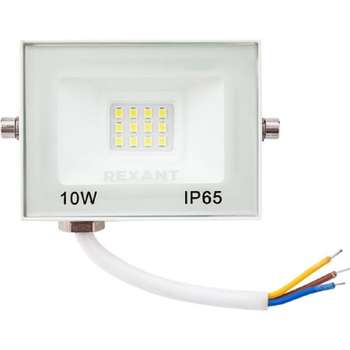 Садовый светильник REXANT 605-023 Прожектор светодиодный СДО 10Вт 800Лм 5000K нейтральный свет, белый корпус