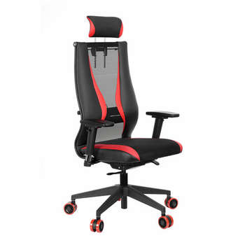 Игровое кресло Метта Кресло компьютерное "ErgoLife" 10 B2-170D, 2D-подголовник, экокожа/сетка, черное/красное