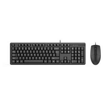 Комплект (клавиатура+мышь) A4TECH Набор проводной KK-3330, USB, клавиатура 104 клавиши, мышь 2 кнопки + 1 кнопка-колесо, черная, 1530249