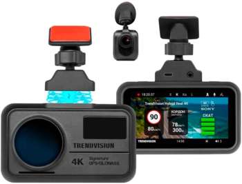 Автомобильный видеорегистратор TrendVision Видеорегистратор с радар-детектором DriveCam Real 4K Signature LNA GPS ГЛОНАСС черный