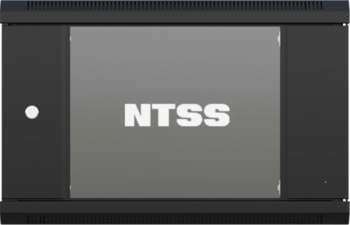 Шкаф, стойка Шкаф коммутационный NTSS-W9U6045GS-BL настенный 9U 570x450мм пер.дв.стекл 60кг черный 350мм 20.1кг 220град. 370мм IP20 сталь