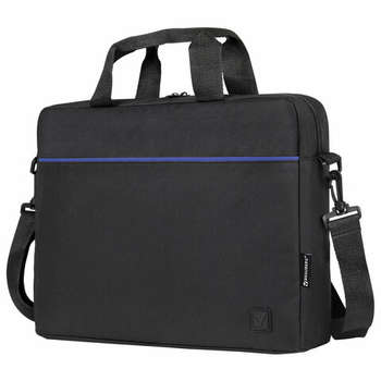 Сумка Brauberg портфель PRACTICAL с отделением для ноутбука 15,6", Blue line, черная, 29х40х7 см, 272603