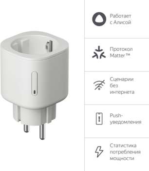 Устройство (умный дом) ЯНДЕКС Умная розетка Yandex Matter EUBT Wi-Fi белый