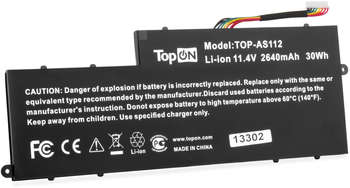 Аксессуар для ноутбука TOPON Батарея для ноутбука TOP-AS112 11.4V 2640mAh литиево-ионная Acer Aspire V5-122P, V5-132, V5-132P, E3-112