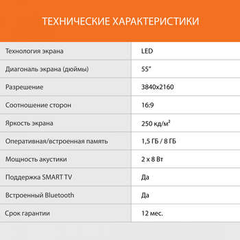 Телевизор SUNWIND LED 55" SUN-LED55XU401 Яндекс.ТВ Frameless черный 4K Ultra HD 60Hz DVB-T DVB-T2 DVB-C DVB-S DVB-S2 USB WiFi Smart TV