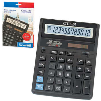 Калькулятор CITIZEN настольный SDC-888TII , 12 разрядов, двойное питание