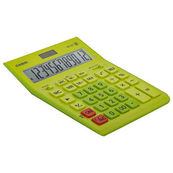 Калькулятор CASIO настольный GR-12С-GN , 12 разрядов, двойное питание, САЛАТОВЫЙ, GR-12C-GN-W-EP