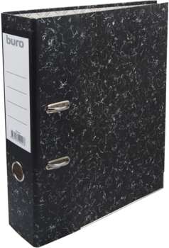 Папки и файлы BURO Папка-регистратор A4 75мм картон/бумага черный мет.окант. сборная