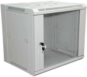 Шкаф, стойка REXANT Шкаф коммутационный Pro  настенный 6U 600x450мм пер.дв.стекл без задн.дв. 90кг серый 365мм 16кг 220град. 370мм IP20 сталь