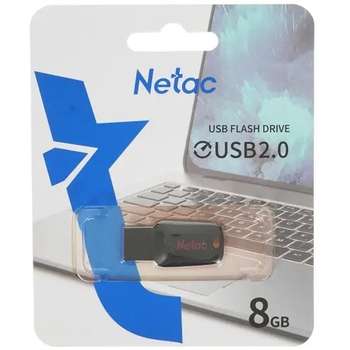 Flash-носитель Netac USB Drive 8GB U197 NT03U197N-008G-20BK USB2.0 черный/красный