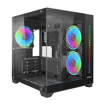 Корпус GINZZU V390 RGB подсветка, контроллер CRC6, 3* 12R6 FAN 12CM RGB закаленное стекло 1*USB 3.0,1*USB 2.0, AU mATX