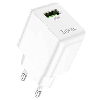 Зарядное устройство, аккумулятор HOCO HC-66854 C98A/ Сетевое ЗУ/ QC 3.0/ 1 USB/ Выход: 5V_9V_12V, 18W/ White