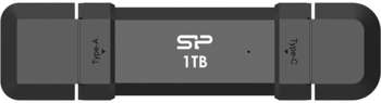 Внешний накопитель Silicon Power Накопитель SSD USB-C 1TB SP001TBUC3S72V1K DS72 1.8" черный USB-A