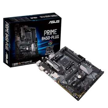 Материнская плата ASUS PRIME B450-PLUS  ATX 4xDDR4 2xPCIEx16 3xPCIEx1 M.2 VGA HDMI GLAN RTL {10},