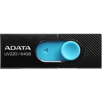 Flash-носитель A-DATA Flash Drive 64GB UV220 USB2.0, черный и синий [auv220-64g-rbkbl]