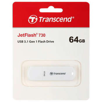 Flash-носитель Transcend Флеш-диск 64GB JetFlash 730, USB 3.1, белый, TS64GJF730