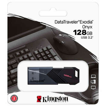 Flash-носитель Kingston Флеш-диск 128GB DataTraveler Exodia Onyx, разъем USB 3.2, черный, DTXON/128G, DTXON/128GB