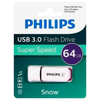 Flash-носитель Philips Флеш-диск 64GB SNOW, разъем USB 3.0, фиолетовый, FM64FD75B/97