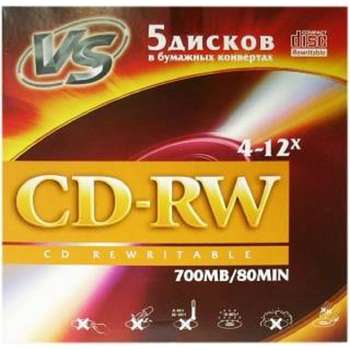 Оптический диск VS CD-RW 80 4-12x конверт/5